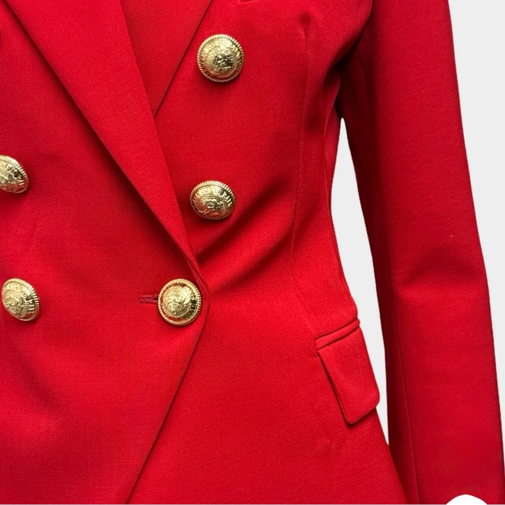 Balmain Red Blazer with Gold Buttons - Picture 2 of 13